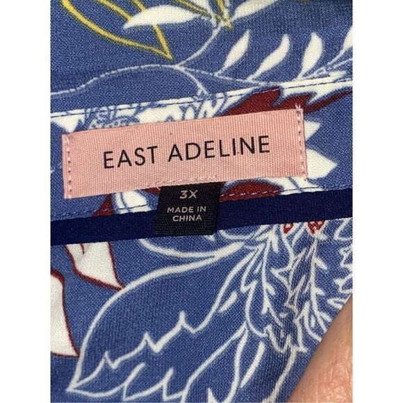 East Adeline Womens Blue Floral Button-Down Blouse Size 3X - Picture 3 of 3